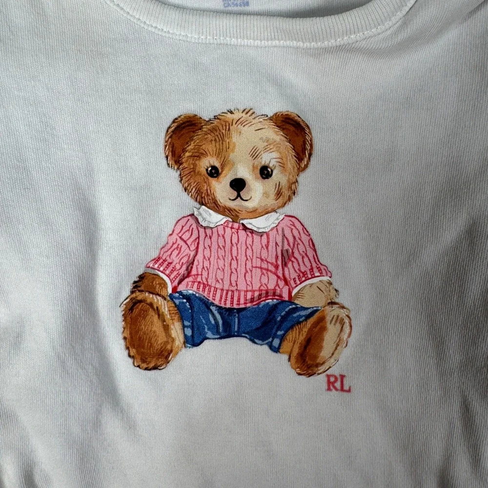 Ralph Lauren Polo Bear Bodysuit 6M White Classic Preppy Graphic Infant 6 Month